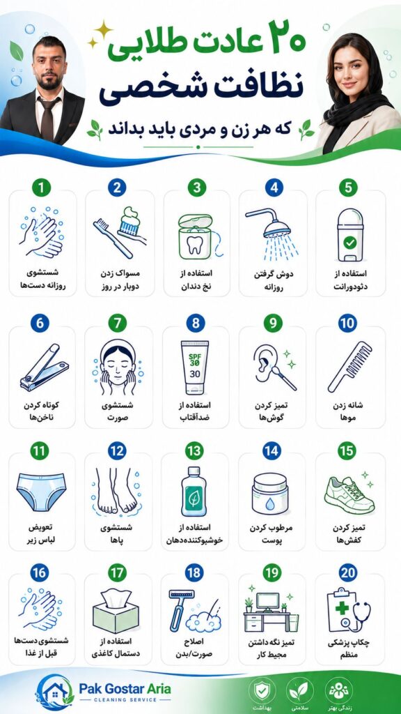 20 عادت طلایی نظافت شخصی با شرکت خدماتی پاک گستر آریا